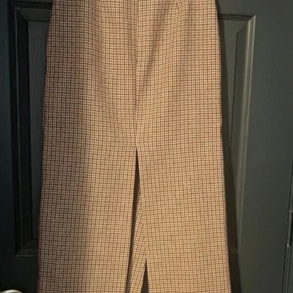Maje Jaisa Houndstooth Thigh-High Front Slit Midi-Skirt Brown Women's Sz 36 - Picture 4 of 5